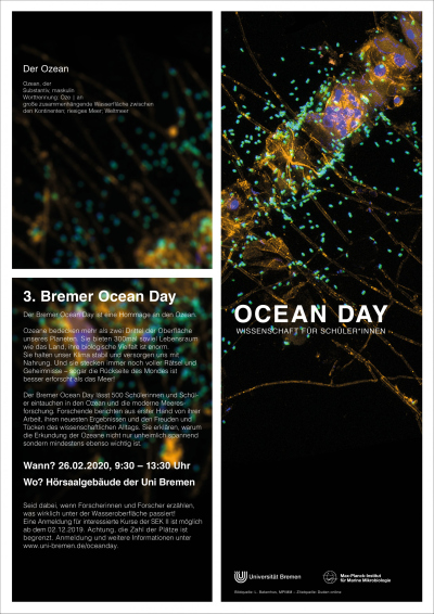 Plakat zum 3. Ocean Day am 26. Februar 2020 (© Max-Planck-Institut für Marine Mikrobiologie, A.Esken)