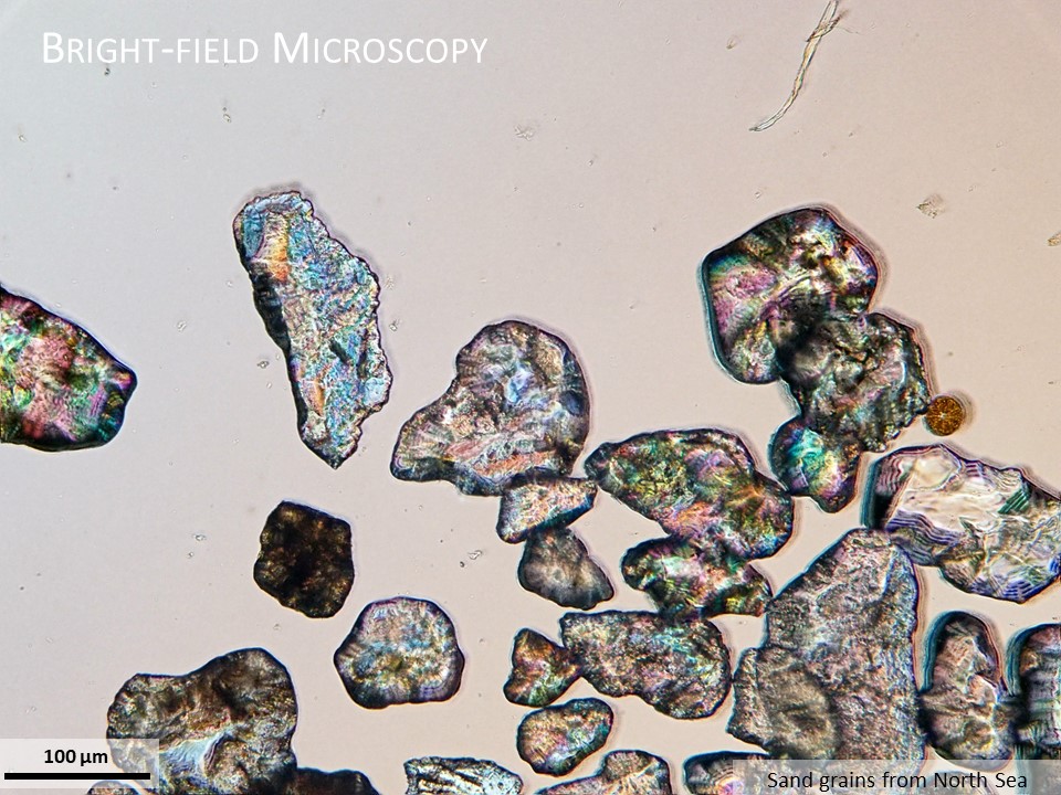 Bright-field Microscopy of North Sea sand grains