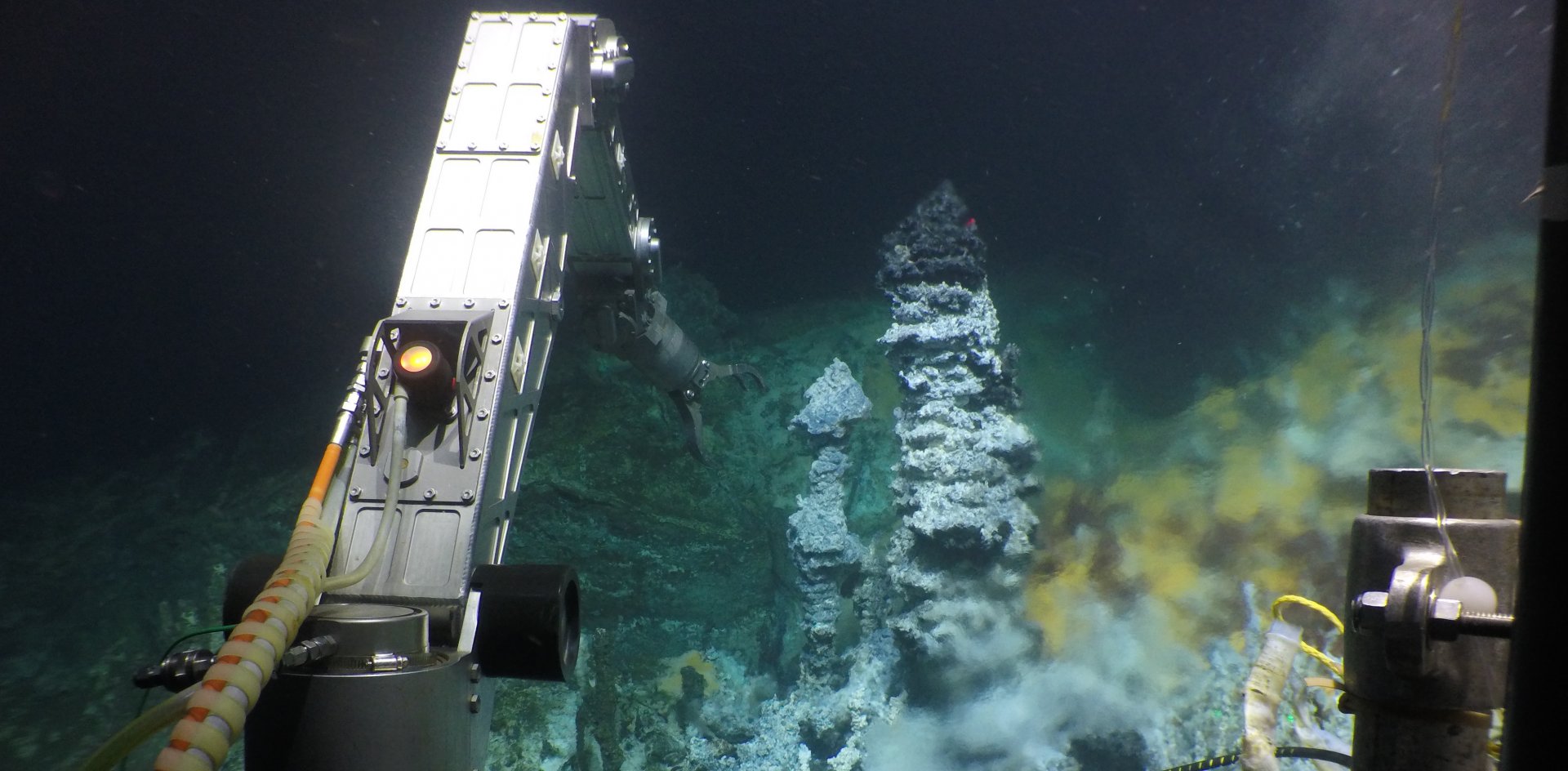 Probennahme mit dem Tauchroboter im Zuhause der untersuchten Mikroben im Guaymas-Beckens. © Woods Hole Oceanographic Institution